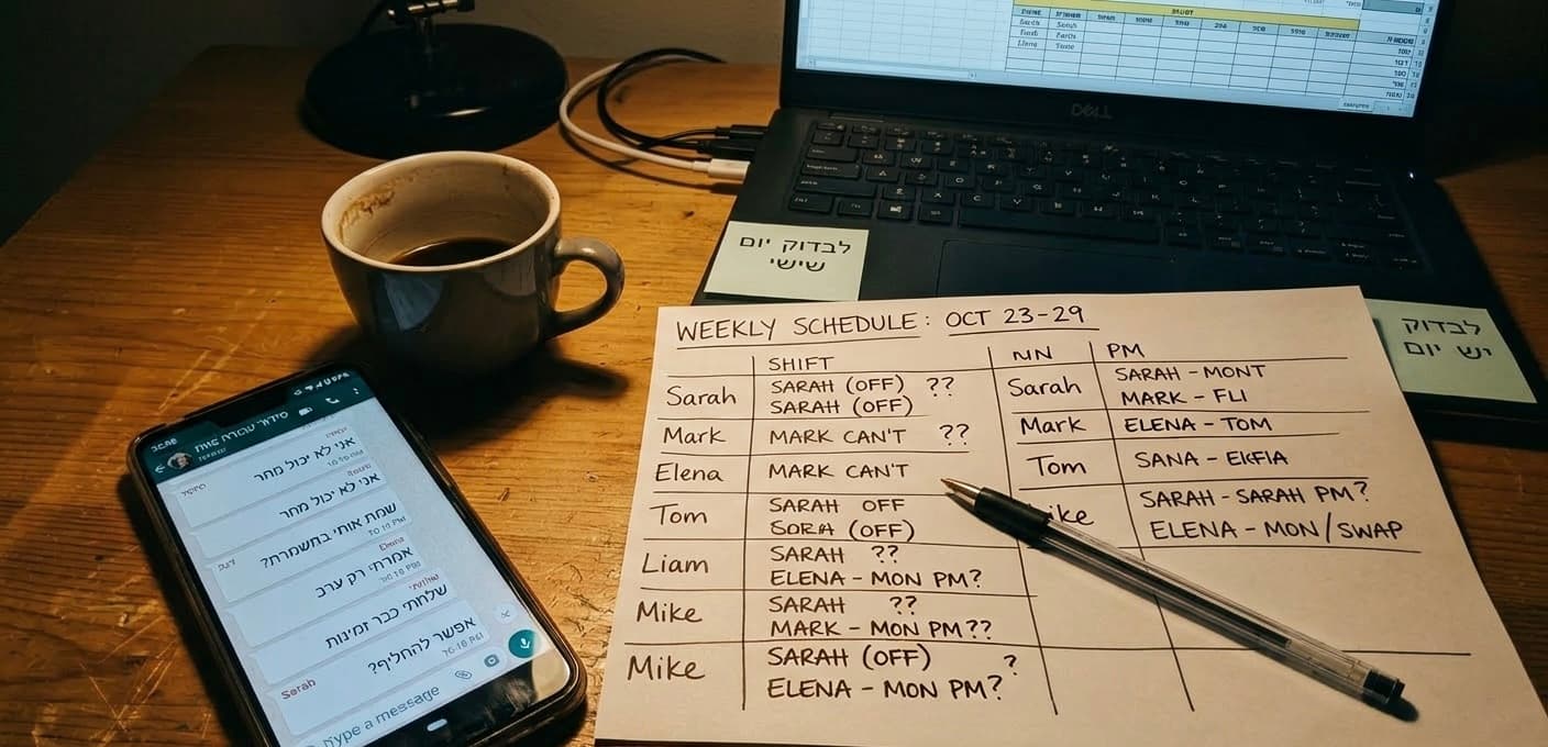 לוח שנה מבולגן עם פתקים